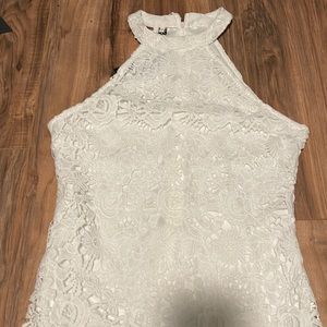 White Lace High Neck Dress